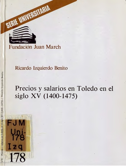 Portada de "Precios y salarios en Toledo en el siglo XV (1400-1475)"
