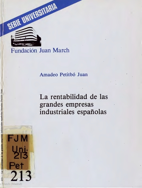 Portada de "La rentabilidad de las grandes empresas industriales españolas"