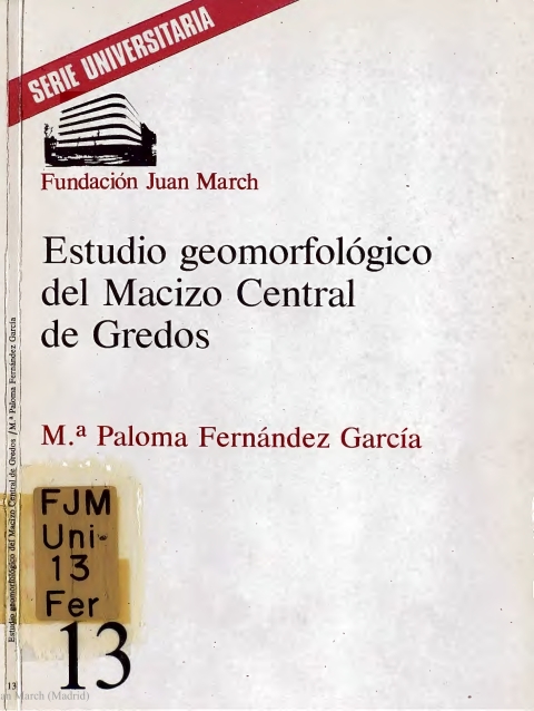 Portada de "Estudio geomorfológico del Macizo Central de Gredos"