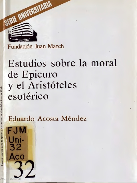 Portada de "Estudios sobre la moral de Epicuro y el Aristóteles esotérico"