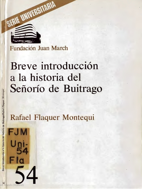 Portada de "Breve introducción a la historia del Señorío de Buitrago"