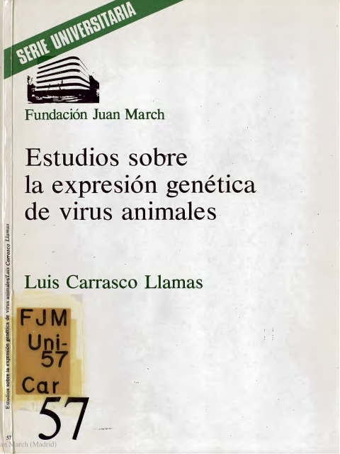 Portada de "Estudios sobre la expresión genética de virus animales"