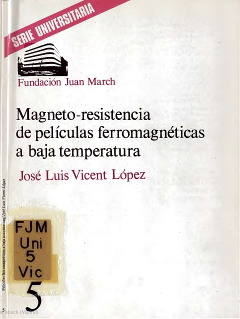 Portada de "Magneto-resistencia de películas ferromagnéticas a baja temperatura"