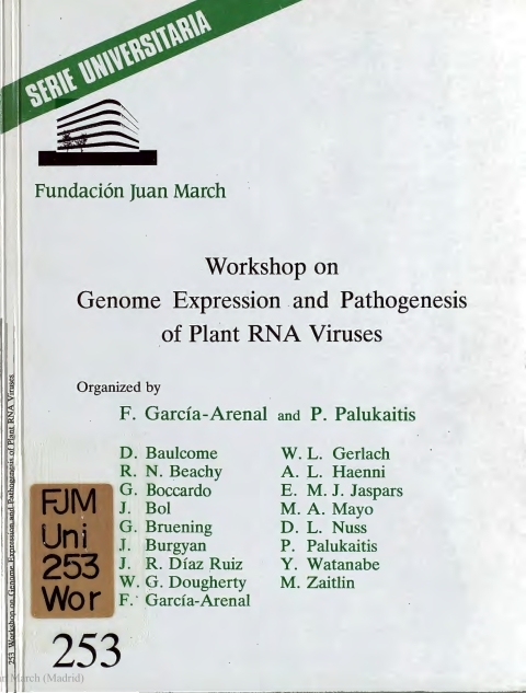Ficha Workshop On Genome Expression And Pathogenesis Of Plant Rna Viruses Biblioteca