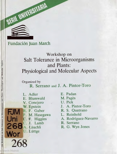 Portada de "Workshop on Salt Tolerance in Microorganisms and Plants :Physiological and Molecular Aspects"
