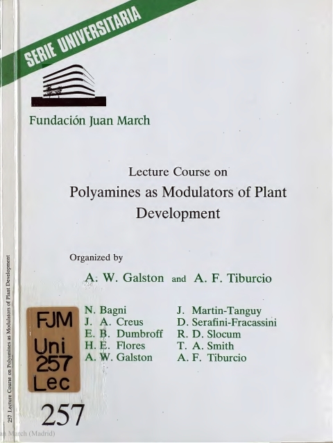 Portada de "Lecture Course on Polyamines as Modulators of Plant Development"