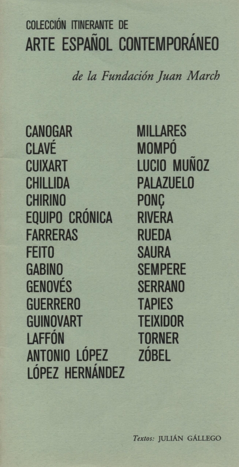 Portada de "Colección itinerante de arte español contemporáneo de la Fundación Juan March"