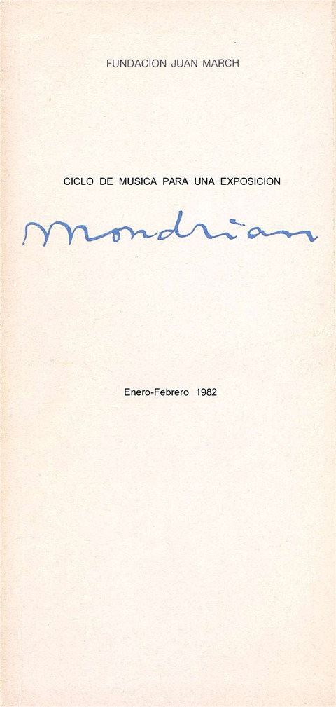 Portada de "Música para una exposición Mondrian. Ciclos de Miércoles. Enero - Febrero 1982"