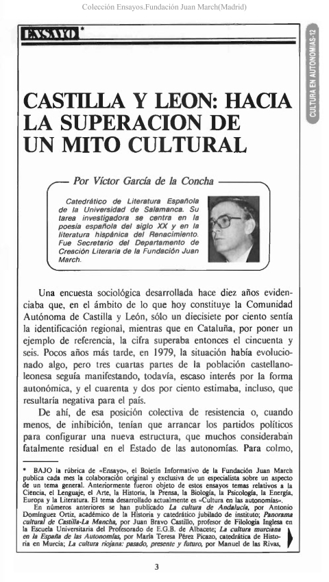 Portada de "Castilla y León: hacia la superación de un mito cultural"