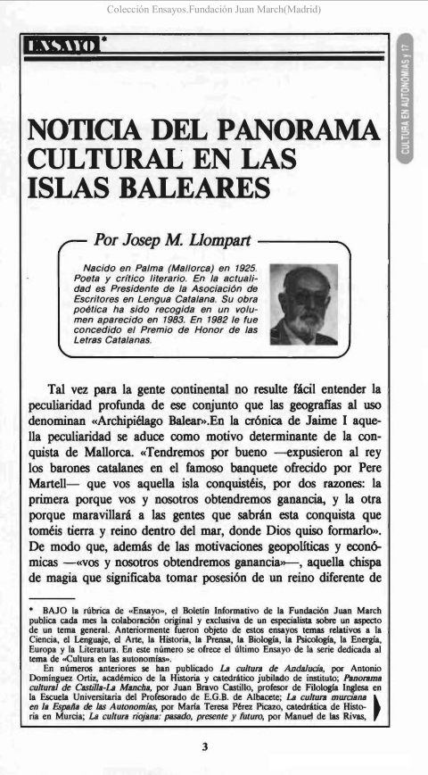 Portada de "Noticias del panorama cultural en las Islas Baleares"