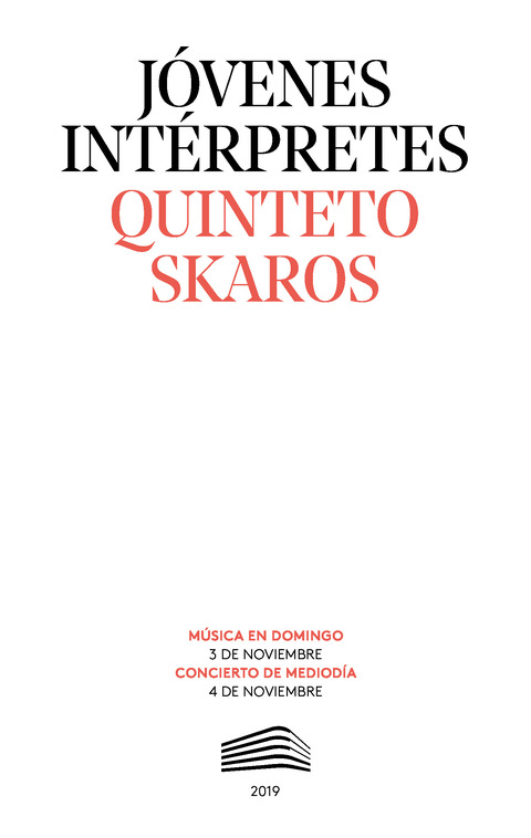 Portada de "Quinteto Skaros. Jóvenes intérpretes. 3 y 4 de noviembre de 2019"