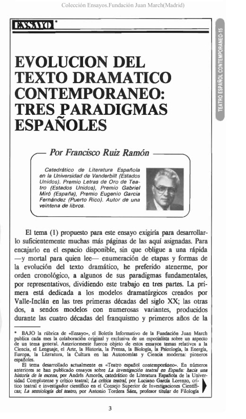 Portada de "Evolución del texto dramático contemporáneo: tres paradigmas españoles"