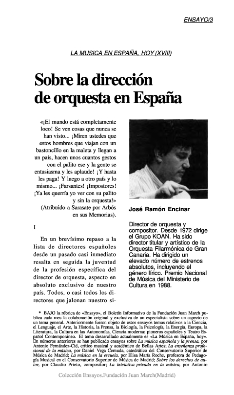 Portada de "Sobre la dirección de orquesta en España"