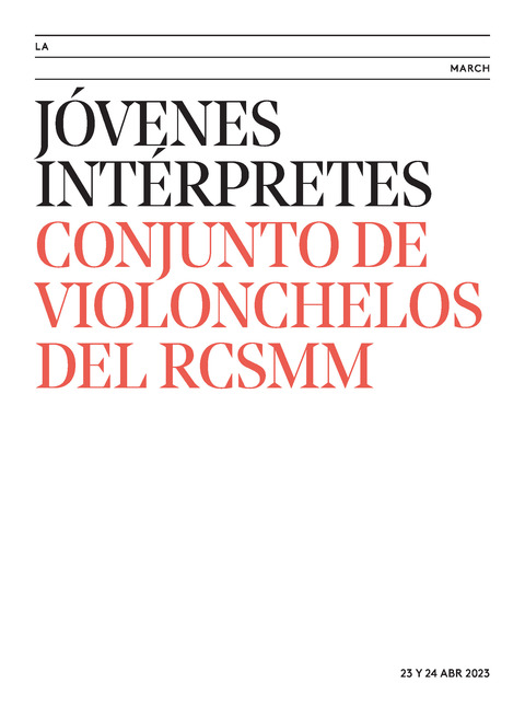 Portada de "Conjunto de violonchelos del Real Conservatorio Superior de Música de Madrid. Jóvenes intérpretes. 23 de abril de 2023"