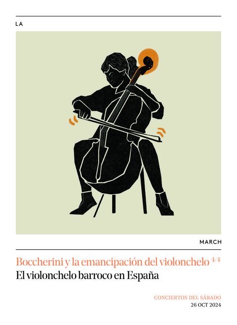 Portada de "Boccherini y la emancipación del violonchelo. El violonchelo barroco en España. Conciertos del Sábado. 26 de octubre de 2024"