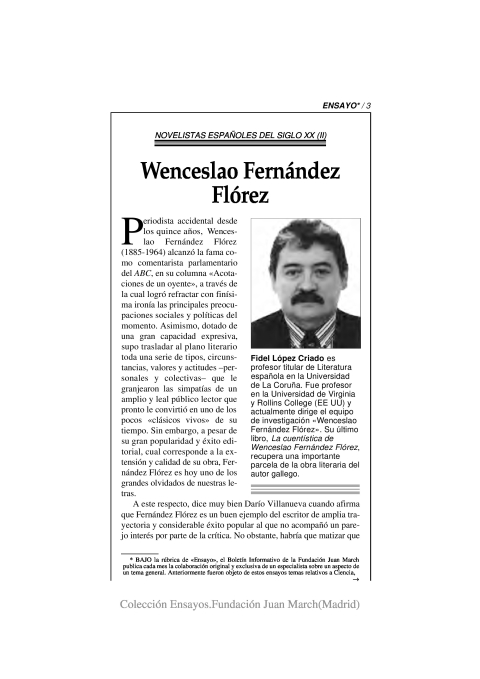 Portada de "Wenceslao Fernández Flórez"