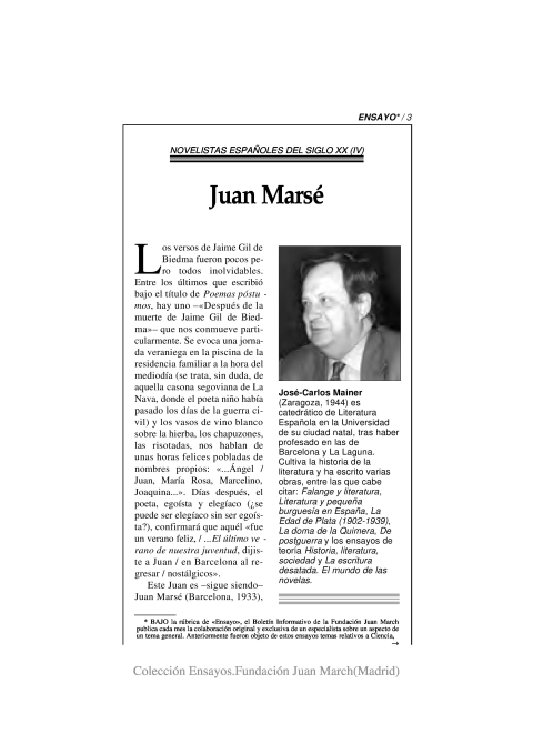 Portada de "Juan Marsé"