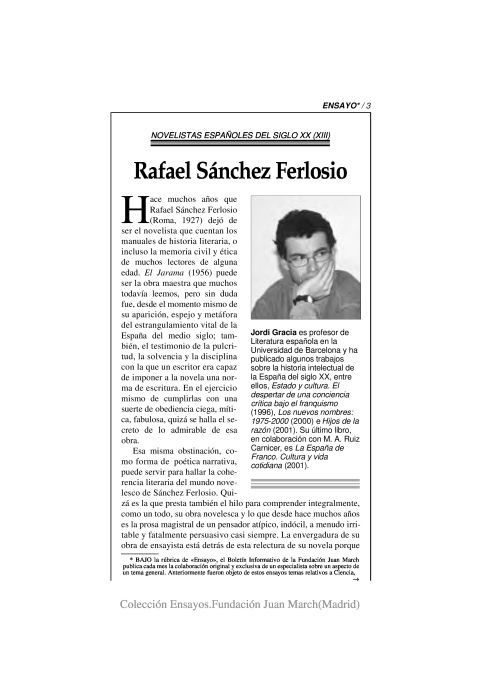 Portada de "Rafael Sánchez Ferlosio"