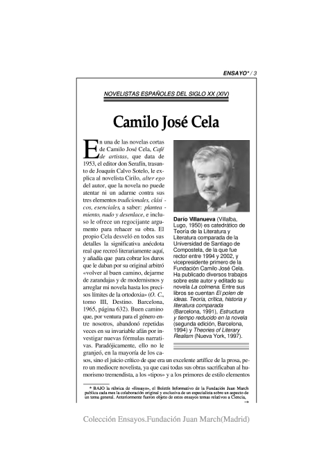 Portada de "Camilo José Cela"