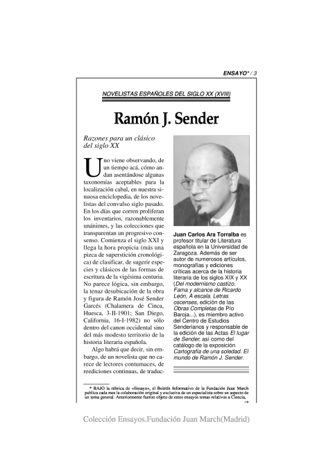 Portada de "Ramón J. Sender"