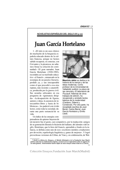 Portada de "Juan García Hortelano"