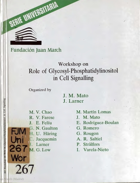 Portada de "Workshop on Role of Glycosyl-Phosphatidylinositol in Cell Signalling"