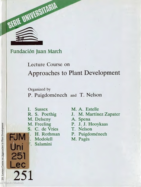 Portada de "Lecture course on Approaches to Plant Development"