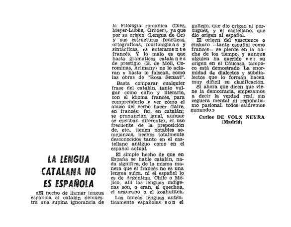 El catalán, idioma oficial - Archivo Linz de la Transición española