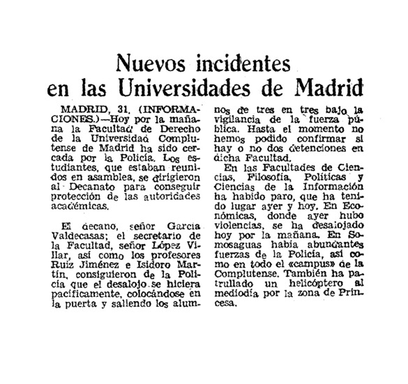 Nuevos incidentes en las Universidades de Madrid - Archivo Linz de la ...
