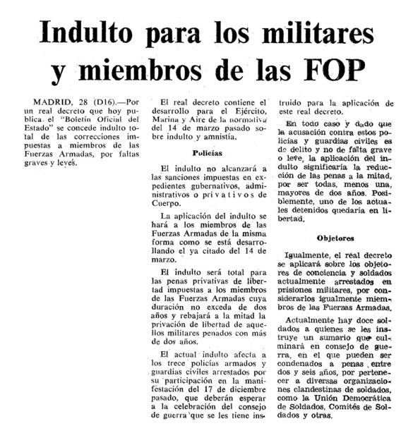 Indulto para los militares y miembros de las FOP - Archivo Linz de la ...