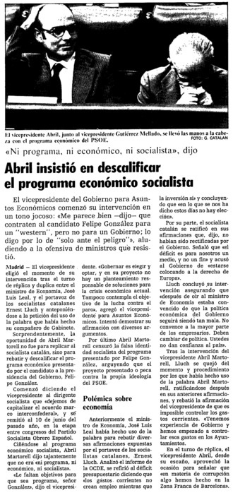 La intervención de Lluch (Socialistas de Cataluña) desencadenó la primera  polémica - Archivo Linz de la Transición española