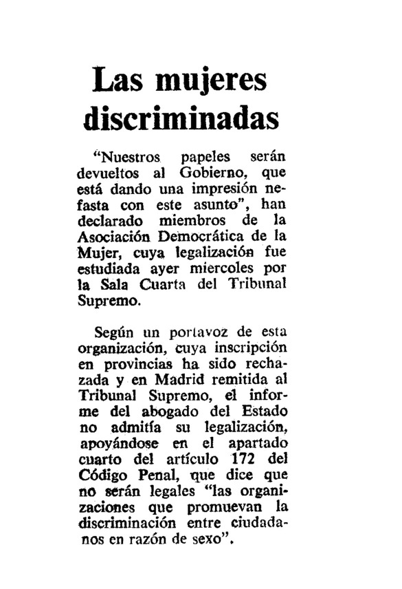 Las mujeres discriminadas - Archivo Linz de la Transición española ...