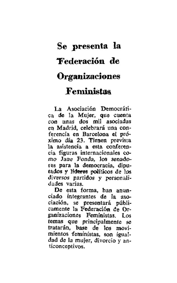 Se presenta la Federación de Organizaciones Feministas - Archivo Linz ...