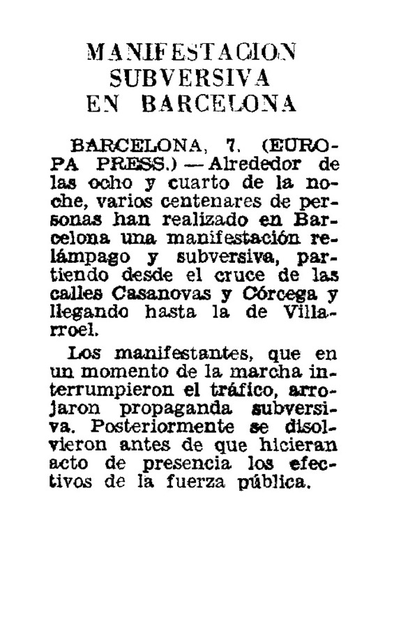 Manifestación subversiva en Barcelona - Archivo Linz de la Transición ...