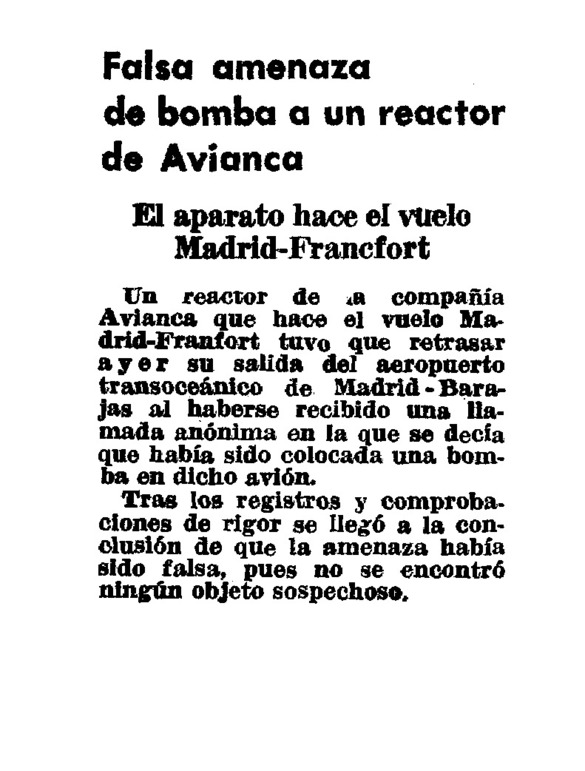 Falsa amenaza de bomba a un reactor de Avianca - Archivo Linz de la ...