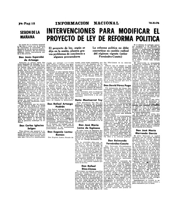 Intervenciones para modificar el proyecto de ley de reforma política ...