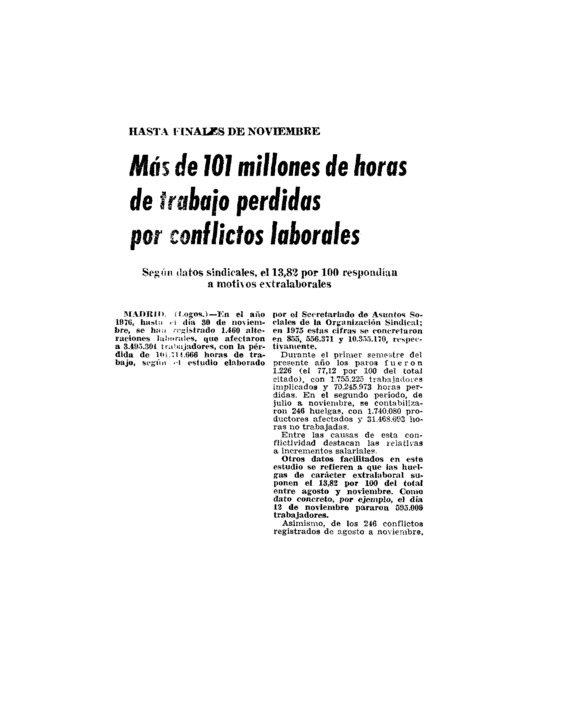 Más de 101 millones de horas de trabajo perdidas por conflictos ...