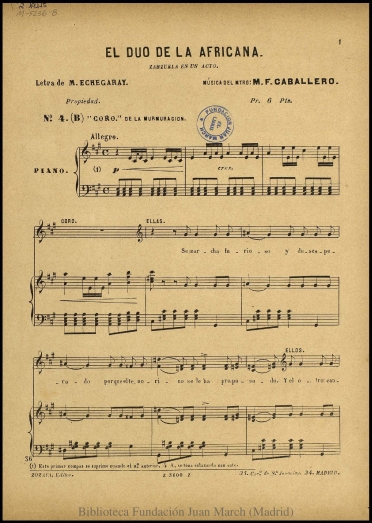 El dúo de la africana:N. 4 (C), Coro de la murmuración : zarzuela en un acto