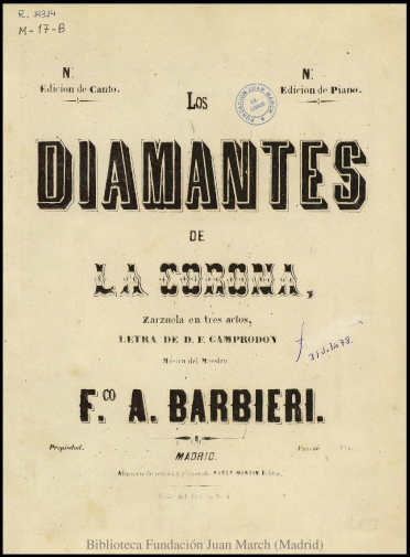 Los diamantes de la corona:zarzuela en tres actos