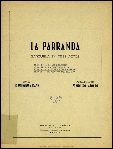 La parranda:zarzuela en tres actos : N. 8, La ronda de las solteras