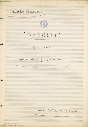 Charlot:ópera en tres actos : [op. 15]