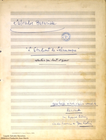 L'Etudiant de Salamanque:reduction pour chant et piano : opéra bouffe en 1 acte : [op. 38]