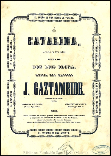Catalina:zarzuela en tres actos