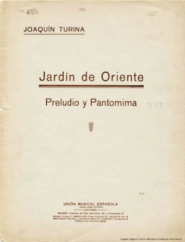 Jardín de Oriente:preludio y pantomima : [op. 25]