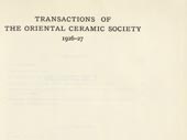 Transactions of the Oriental Ceramic Society